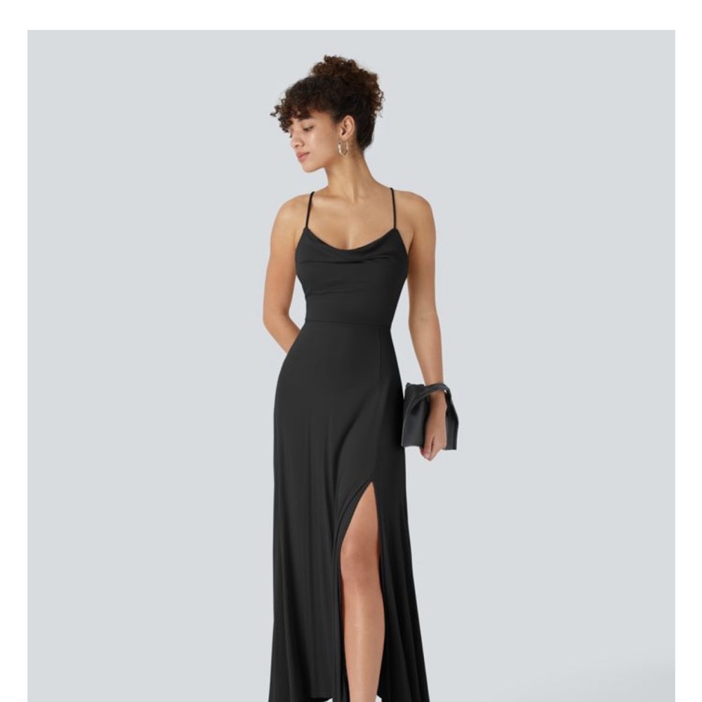 Cowl Neck Lace Up Midi Dress - Picture 5 of 5